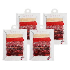 KAWAGUCHI 迷你編織器用線 多彩手作線材組 DIY編織配件, 紅色, 4入