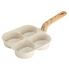 鼎匠 麥飯石不沾煎鍋 4孔圓型加深款 米白色, 1個, 36cm