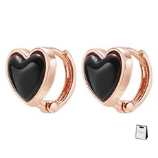 새미쥬얼리 여성용 14K 오닉스하트 원터치 귀걸이 + 쇼핑백