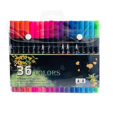 Simple Line 專業級水性彩色書法軟毛筆 36色, 1個, 36色混合