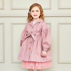 WALTON kids 女童泡泡袖綁帶風衣