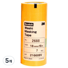 스카치 내열 와시 마스킹 테이프 옐로우 18mm x 18m 7p, 5개