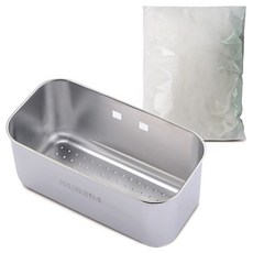 Market Plan 304不鏽鋼廚餘整理籃 方形 + 過濾網 100p 黑色, 銀色, 1個