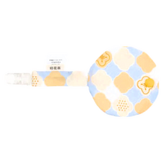 in Blooom 印花樂 奶嘴夾布套組, 100%棉布套 W10 x L10 cm, 奶嘴夾全長20cm, 俏皮黃藍, 1組