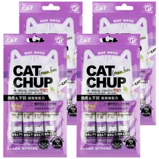CAT CHUP 貓咪肉泥 無穀物, 鮪魚+干貝, 56g, 4袋