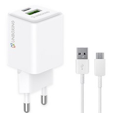 언박싱 PD 듀얼 멀티 초고속 충전기 30W + C타입 케이블 1.2m 세트, 화이트, 1세트