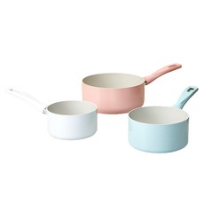 Modern House 電磁爐適用Sugar Cook陶瓷不沾鍋具3件組, 單柄鍋 14cm+單柄鍋 16cm+單柄鍋 20cm, 混色, 1組