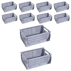 彩色折疊式多功能收納盒, 灰色, 10個