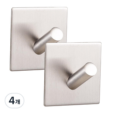 J&C多用途黏貼式不鏽鋼斜線型掛勾, 單色, 4個