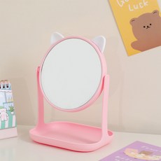 유엘 感性桌上型化妝鏡 貓咪, 粉紅色