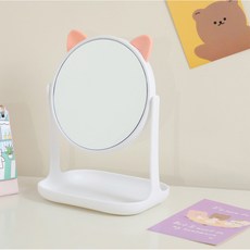 유엘 感性桌上型化妝鏡 貓咪, 白色