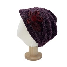 Bareunliving 亮片廚房頭巾帽 DK-05, 酒紅色, 1個