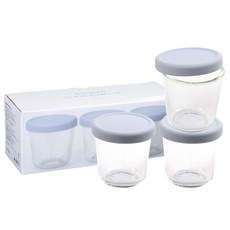 Dailylike Bonbon副食品刻度玻璃保鮮罐, 迷霧藍, 210ml, 3個