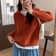 andstyle 女款Sis拉鍊連帽針織開襟衫 261206