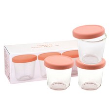 Dailylike Bonbon副食品刻度玻璃保鮮罐, 胡蘿蔔紅, 210ml, 3個