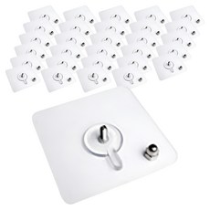 LivingHomeDetail 免鑽孔黏貼式螺絲魔力掛鉤 LHD-038, 透明, 30個