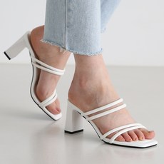 단골언니 여성용 스퀘어라인 더블 스트랩 7cm 뮬 슬리퍼 뮤로이