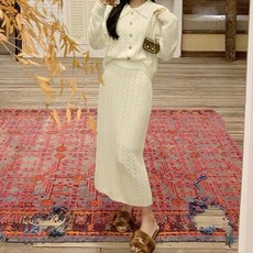 ViVEMO Clair 針織翻領開襟衫半身裙兩件式套裝 11494