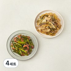 식도감 멸치랑 새우랑 반찬 묵은지 멸치 볶음 100g + 마늘쫑 건새우 볶음 80g B세트, 4세트