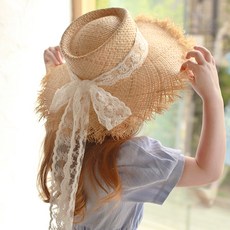 LuckyBambine 女童夏季蕾絲寬邊帽