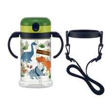 Skater 雙耳彈蓋式吸管水壺 附背帶, 恐龍款, 370ml, 1組