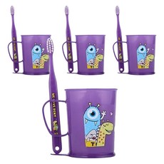 WEDENT 威登 兒童牙刷杯組 紫色, 4組, 6~8歲