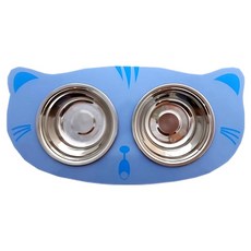 貓臉碗實木餐桌, 粉藍色, 1個