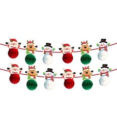 MODACore 摩達客 耶誕裝飾 歡樂紅綠耶誕人物小圓彩球拉條串旗吊飾, 總長約300cm, 多色, 1組