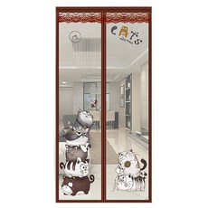 半島良品 魔術膠靜音磁吸防蚊門簾, 印花 小肥貓