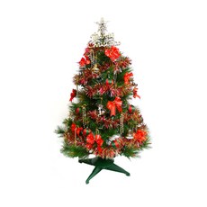 耶誕特級聖誕樹+紅金色系配件 不含燈, 綠色松針葉
