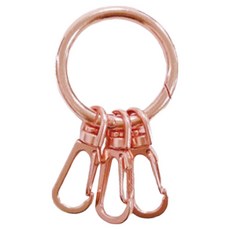 CCHING 青青文具 鋅合金三扣環鑰匙圈, 玫瑰金, 1個