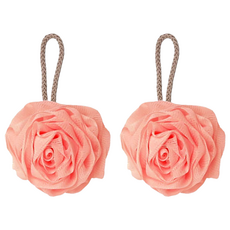 【好物良品】超柔軟親膚去角質玫瑰花沐浴球 粉色, 2入, 1入