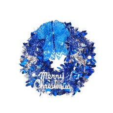 MODACore 摩達客 16吋繽紛閃亮哈莉葉金蔥聖誕花圈, 銀藍色, 1個