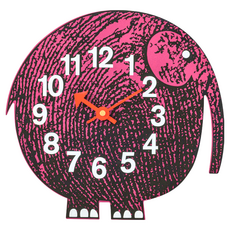 dayneeds 日需百備 動物造型壁掛式時鐘 ERT-CK6-MET, 神秘大象 黑色 + 桃紅色