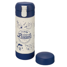 Richell 利其爾 大飲口兩用不鏽鋼杯 240ml, 史努比 藍色, 1個