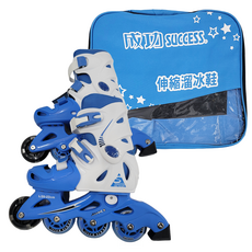 SUCCESS 成功 兒童伸縮直排輪 發光輪 硬殼設計 支撐性佳, 藍色, 1雙