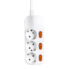 대성 플러스탭 멀티탭 개별형 3구 16A 250V, 2.5m, 화이트, 1개