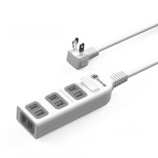 DIKE 安全加強型一切四座電源延長線 BSMI安規認證 雙層絕緣電線, 2.7m, 白色, 1條