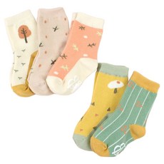 cocoB DOROTHY 兒童款印花襪5雙組 採用彈性橡膠絲 不易脫落 小尺寸採用防滑設計, 多色, 2號 12~14cm