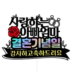 비비드레인 부모님 결혼기념일 케이크토퍼, 22-사랑하는아빠엄마, 1개