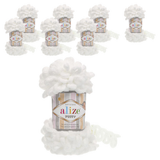 리네아 퍼피 실 핑거니팅 뜨개실, 55 화이트, 8개