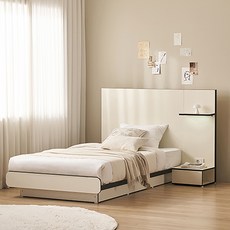 잉글랜더 SAF 모아 평상형 침대 프레임 + 협탁 세트 방문설치, 베이지