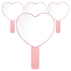 Double J 現代粉彩愛心手拿鏡, 粉紅色, 4個