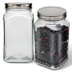 mir 金屬蓋方形玻璃罐, 1.4L, 2入