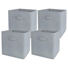 小綠豆居家百貨 可折疊無蓋收納箱 多種收納 環保材質 加大容量, 28 x 28 x 28cm, 灰色, 4個