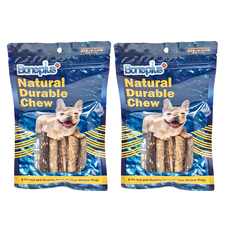 Boneplus 鱈魚粗棒, 天然耐嚼, 適合18週以上幼犬、成犬及老犬, 100%太平洋鱈魚皮, 原味, 60g, 2包