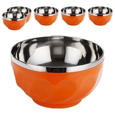 不鏽鋼雙層隔熱百合碗 6入套裝 顏色鮮豔, 顏色隨機, 1組