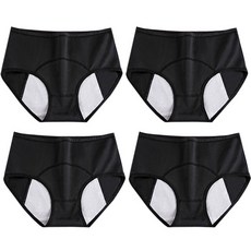 PEACH MALL 女性用透氣棉質防水防漏生理褲 4件組, 黑色