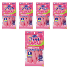 ST 雞仔牌 Family 家事用手套中厚板彈性橡膠內側裹毛 l粉色, 5入, 粉色, L