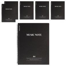 Mungu A4 可撕式虛線音樂筆記本, 黑色, 6本